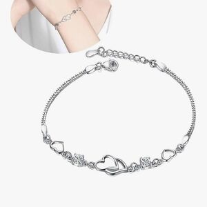 Chic Silver Heart Chain Bracelet